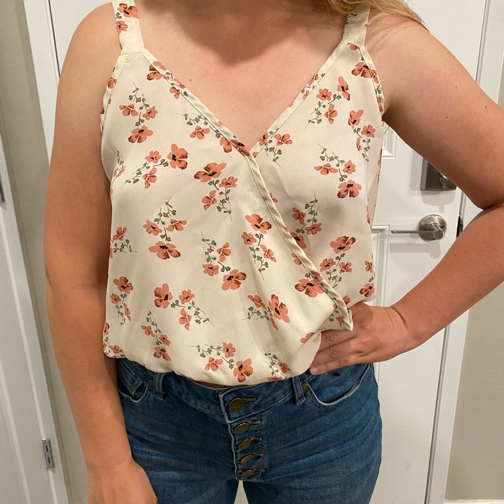 Sienna Sky Pink Floral Tank Top, Size Medium